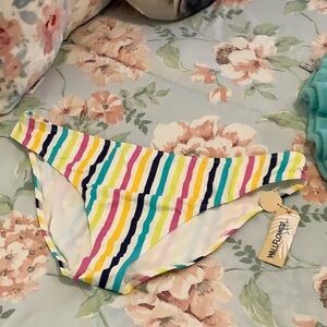 Wallflower bikini bottom striped colorful new with tag XL pink blue white